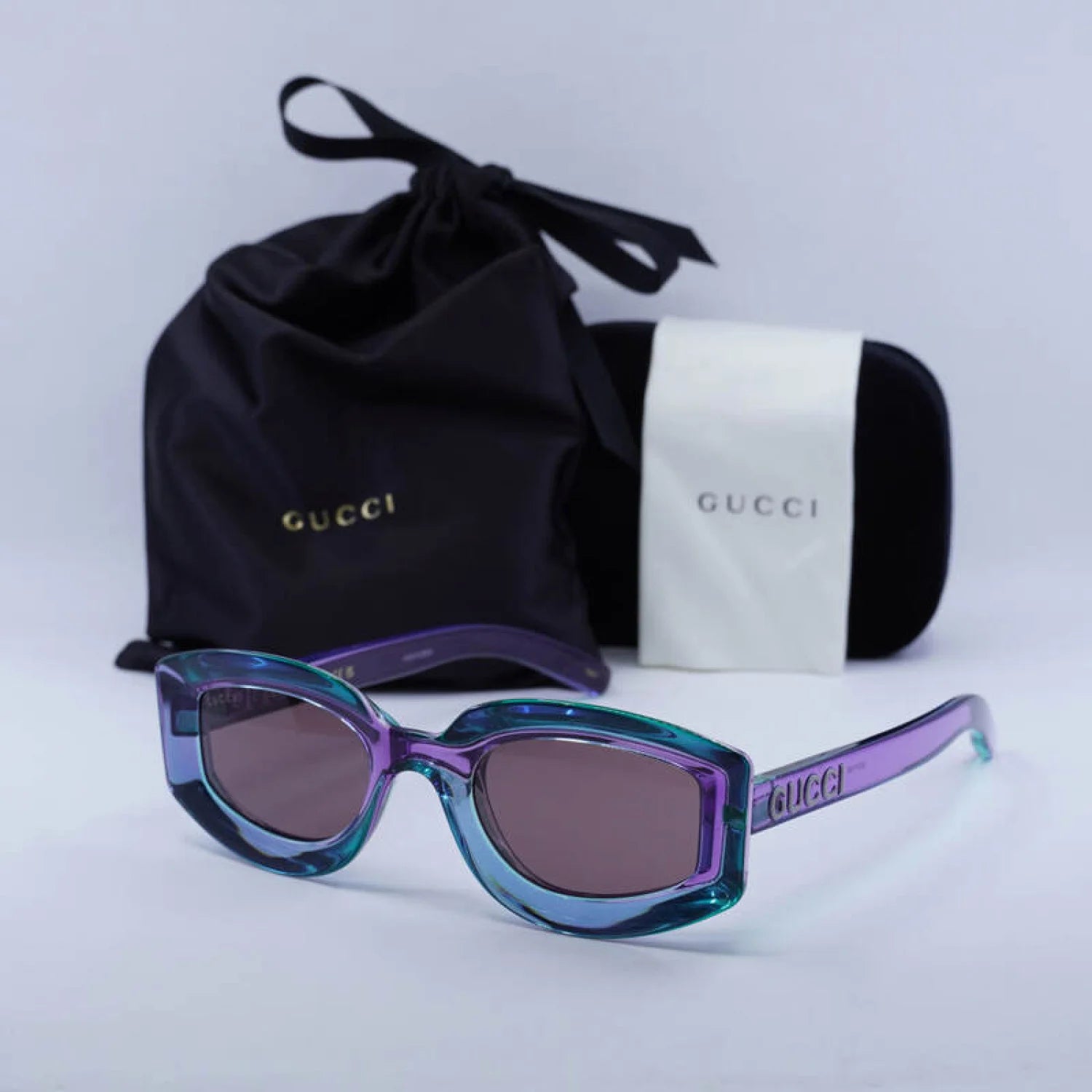 Gucci gg1719s - Shiny Transparent Violet and Trasparent Tiffany
