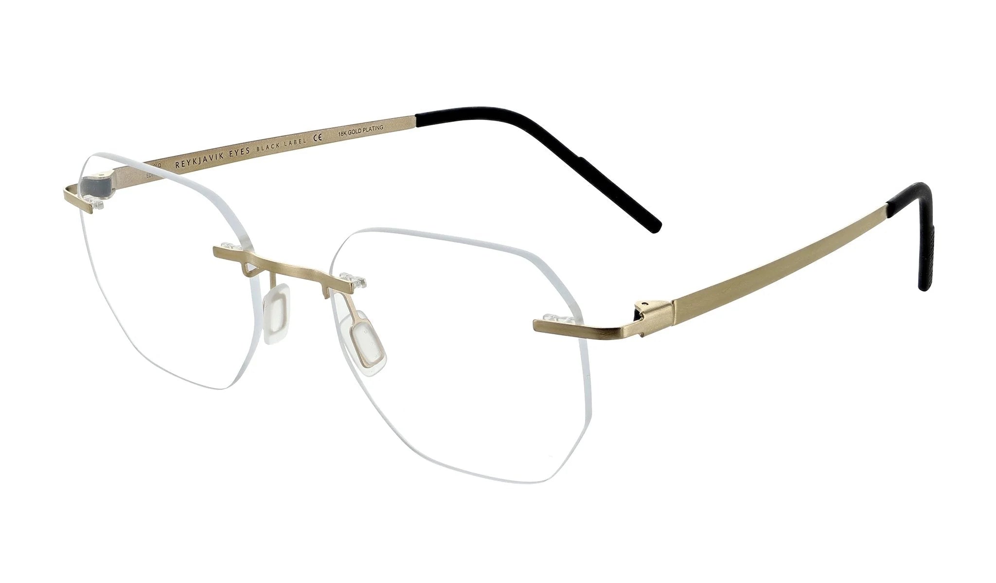 HENGILL- A Bold And Angular Rimless Frame In 18K Gold Plated Titanium ...