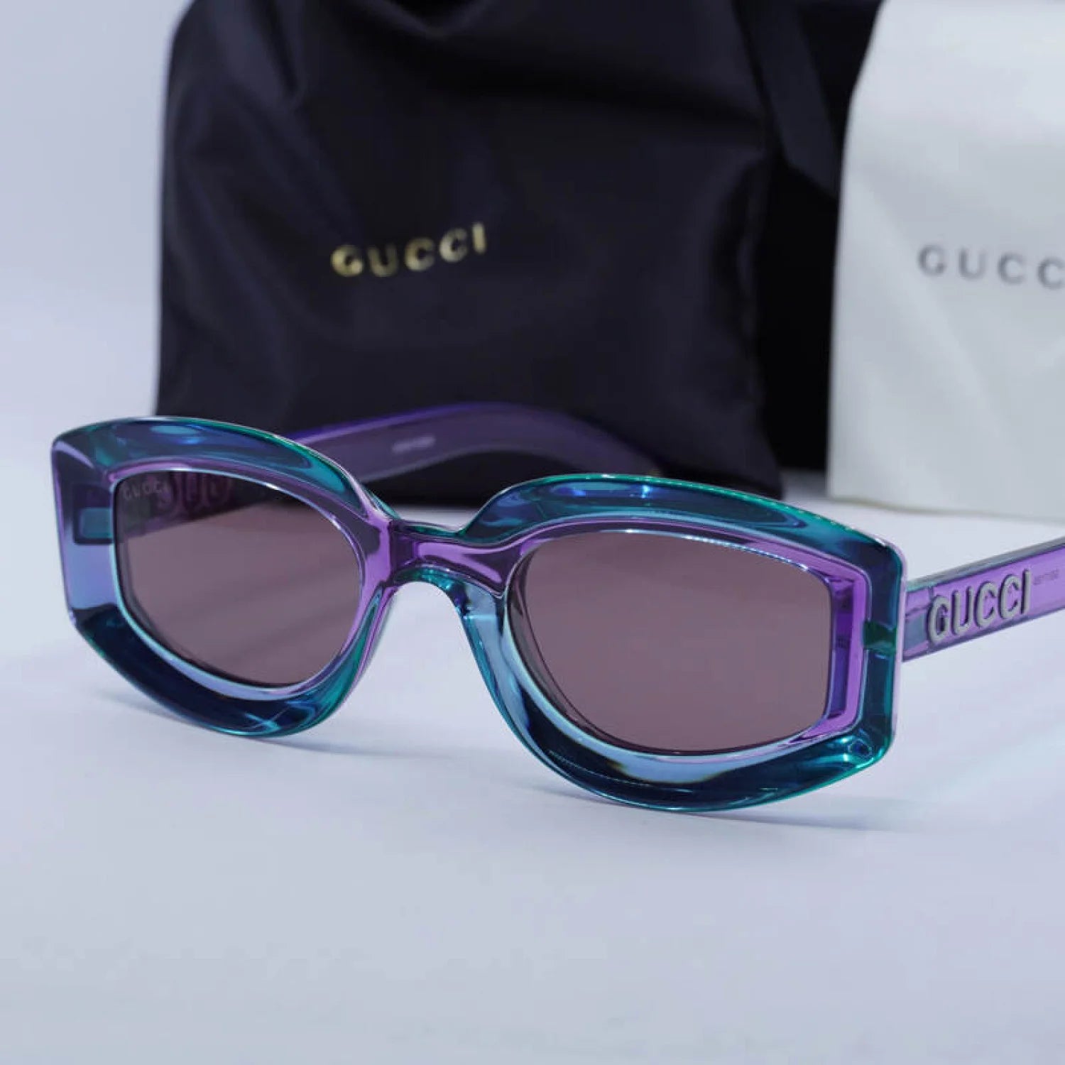 Gucci gg1719s - Shiny Transparent Violet and Trasparent Tiffany
